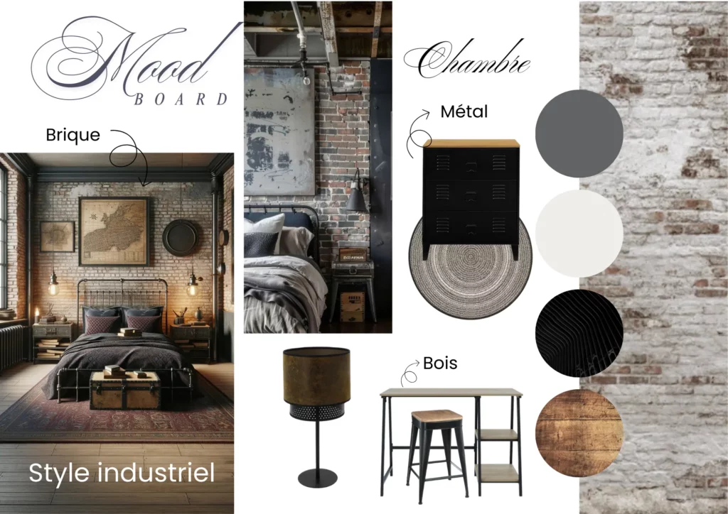 Moodboard style industriel décoratrice d'intérieur
