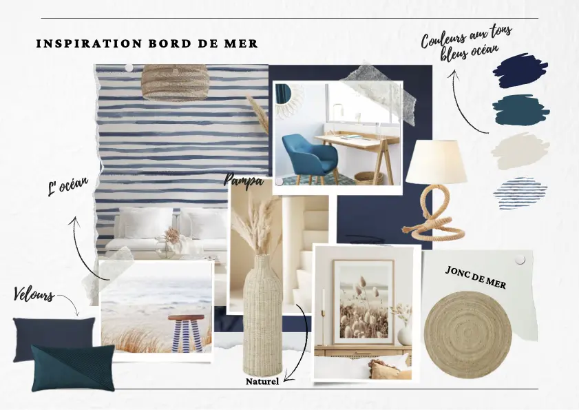moodboard inspiration marine océan décoratrice d'intérieur